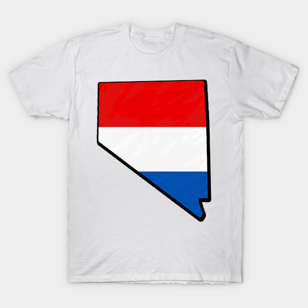 Red, White, and Blue Nevada Outline T-Shirt by Mookle